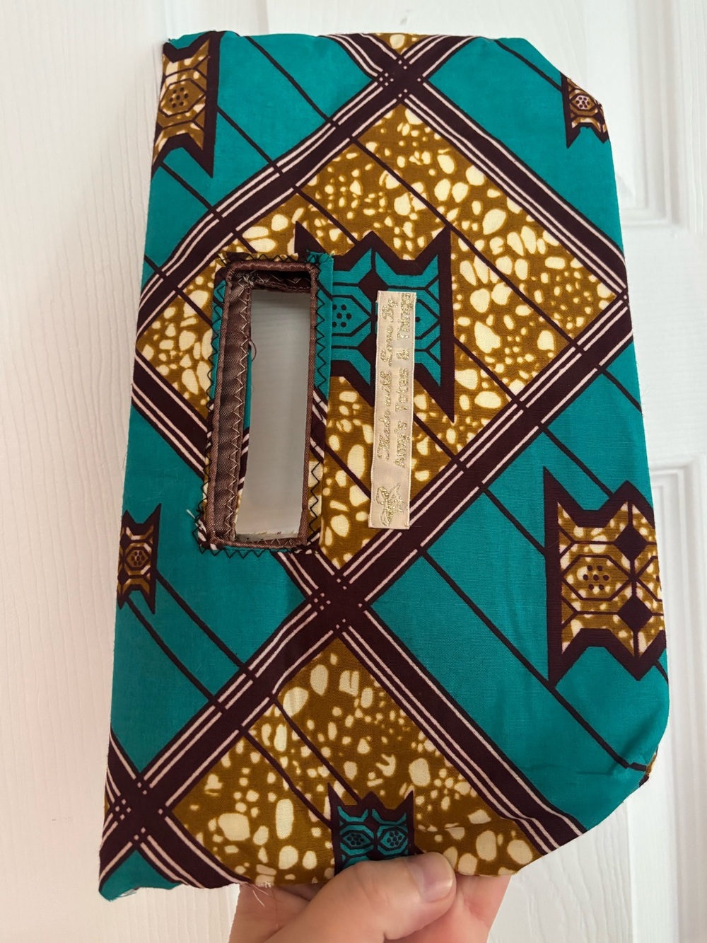 Amy's Totes & Things Turquoise & Mustard Patterned Handle Clutch